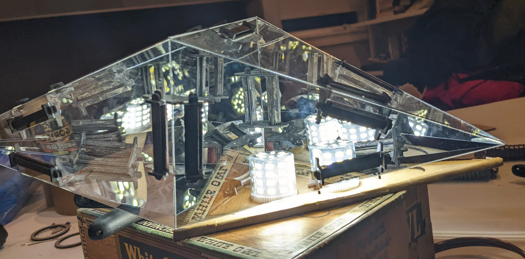 hypercrystal powered on but with white LEDs only